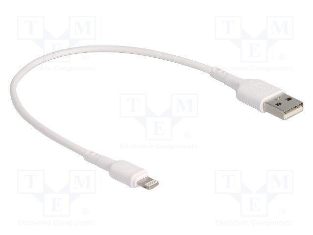 Cable; USB 2.0; Apple Lightning plug,USB A plug; 0.3m; white