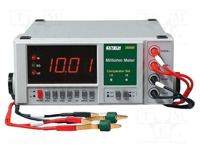 Milli-ohm meter; LED 3,5 digit (1999); Test volt: 5V; Plug: EU