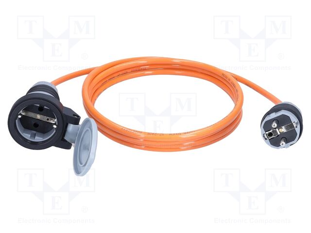 Extension lead; 3G2.5mm2; with flap; Sockets: 1; PUR; orange; 50m