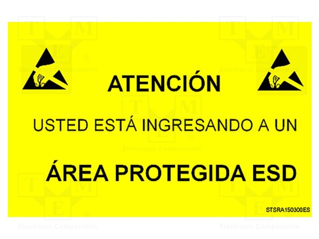 Information board; ESD,self-adhesive; 300x150mm; black,yellow