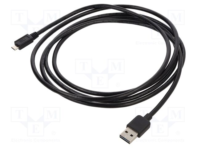 Cable; USB 2.0; USB A plug double sided,USB B micro plug; 2m