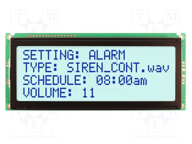 Display: LCD; STN Positive; 20x4; grey; 146x62.5mm; LED; 1x16; 5V