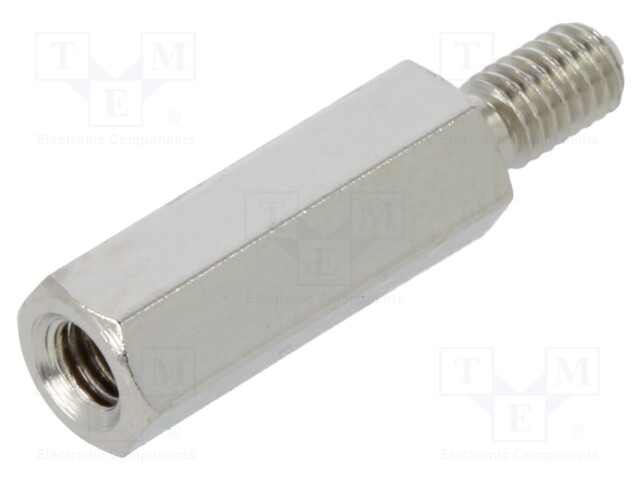 Screwed spacer sleeve; 14mm; Int.thread: M3; Ext.thread: M3; brass