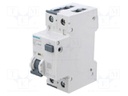 RCBO breaker; Inom: 16A; Ires: 30mA; Poles: 1+N; 230/400VAC; DIN