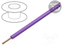 Wire; stranded; Cu; 0.25mm2; violet; PVC; 100V; 25m; Class: 5