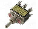 Switch: toggle; Pos: 3; DP3T; ON-OFF-ON; 15A/250VAC; Leads: screw