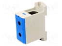 Splice terminal: rail; 25÷150mm2; ways: 1; terminals: 2; blue; TS35