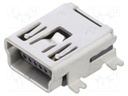 Socket; USB B mini; SMT; PIN: 5; horizontal; USB 2.0; 1A