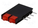 LED; in housing; red; 1.8mm; No.of diodes: 2; 20mA; 70°; 2÷2.5V