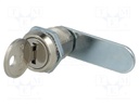 Lock; zinc and aluminium alloy; 22mm; Key code: 1333; 180°