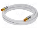 Cable; 75Ω; 10m; coaxial 9.5mm socket,coaxial 9.5mm plug; white