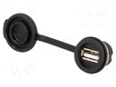 Socket; USB A; 1310; for panel mounting,rear side nut; soldering