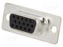 D-Sub HD; PIN: 15; plug; female; turned contacts; soldering; black