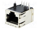 Socket; RJ45; PIN: 8; Layout: 8p8c; THT; on PCBs