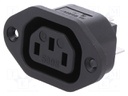 Connector: AC supply; socket; female; 10A; 250VAC; IEC 60320; 40mm