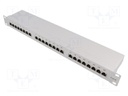 Patch panel; RJ45; Cat: 6; RACK; Colour: grey; Number of ports: 24