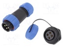 Connector: circular; male + female; PIN: 4; 3A; IP67; 500V