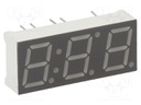 Display: LED; 7-segment; 10mm; 0.39"; No.char: 3; red; 35÷70mcd