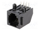 Socket; RJ12; PIN: 6; Cat: 3; Layout: 6p6c; THT; on PCBs; 12.7mm