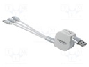 Cable; USB 2.0,rolled; 0.98m; white; 23AWG; 5V; 2A