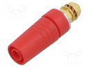 Connector: 4mm banana; socket; 32A; 1kV; red; gold-plated; M4,screw
