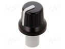 Knob; with pointer; ABS; Shaft d: 6mm; Ø16x14.4mm; black; push-in