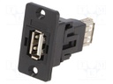 Coupler; USB A socket,both sides; SLIMS; USB 2.0; gold-plated