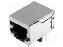 Socket; RJ45; PIN: 8; Cat: 5e; shielded; Layout: 8p8c; THT; on PCBs