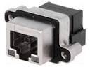 Socket; RJ45; with LED; UL94V-0; IP67; THT; for panel mounting