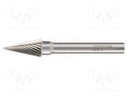 Rotary burr; Ø: 3mm; L: 38mm; metal; Working part len: 12mm; rod 3mm