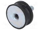 Vibration damper; M8; Ø: 35mm; rubber; L: 15mm; Thread len: 23mm
