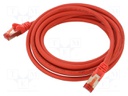 Patch cord; S/FTP; 6; stranded; Cu; LSZH; red; 3m; halogen free