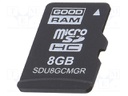 Memory card; industrial; MLC,SD Micro; 8GB; Class 10; 0÷70°C