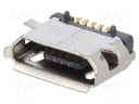 Socket; USB B micro; on PCBs; SMT; PIN: 5; horizontal; USB 2.0; 1A
