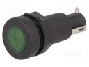 Indicator: with neon lamp; green; 230VAC; Cutout: Ø14.5mm