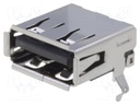 Socket; USB A; THT; angled 90°; USB 2.0; gold-plated