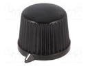 Knob; with pointer; thermoplastic; Shaft d: 4mm; Ø20x15.4mm; black