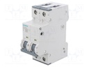 Circuit Breaker, MCB, 5SY6, 2P, 6 kA, 400 V, 2 A