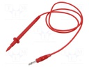 Test lead; 60VDC; 30VAC; 16A; probe tip,banana plug 4mm; Len: 1m