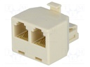 Splitter; Layout: 6p4c; RJ11 socket x2,RJ11 plug