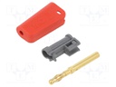 Plug; 4mm banana; 32A; red; non-insulated,with 4mm axial socket