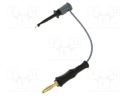 Test lead; 60VDC; 30VAC; 6A; clip-on hook probe,banana plug 4mm