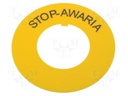Warning plate; 30mm; Ømount.hole: 30.5mm; Ø: 60mm; Mat: PVC