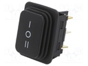 ROCKER; DP3T; Pos: 3; ON-OFF-ON; 14A/250VAC; black; none; 100mΩ