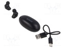 Wireless headphones with microphone; black; USB C; 20Hz÷20kHz