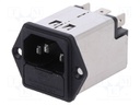 Connector: AC supply; socket; male; 10A; 250VAC; IEC 60320; 0.4mH