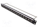 Patch panel; RJ45; Cat: 6a; RACK; screw; Number of ports: 16; M3