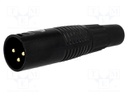 Plug; XLR; male; PIN: 3; straight; for cable; gold-plated