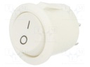 ROCKER; Pos: 2; 6A/250VAC; white; none; Body: white; Cutout: Ø20mm