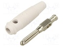 Connector: 4mm banana; plug; 30A; 60VDC; white; 3mΩ; 2.5mm2